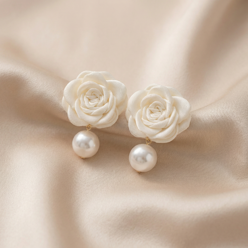 Pearl Rose Earrings